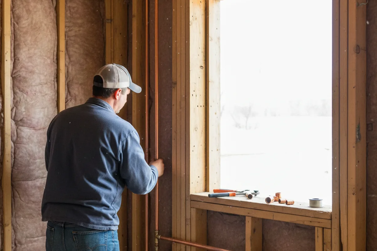 Licensed plumber running new copper supply lines in a Pell Lake home