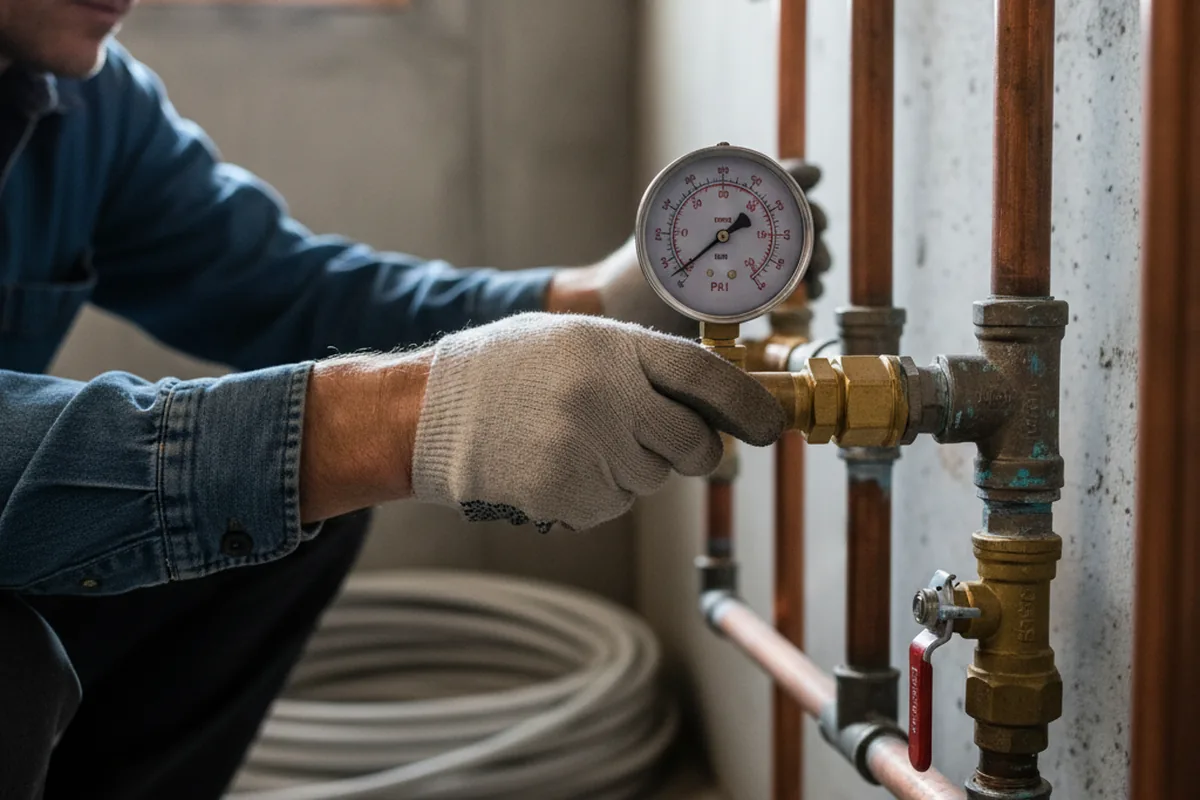 Pressure testing a repaired line during Water Line Repair in Pell Lake